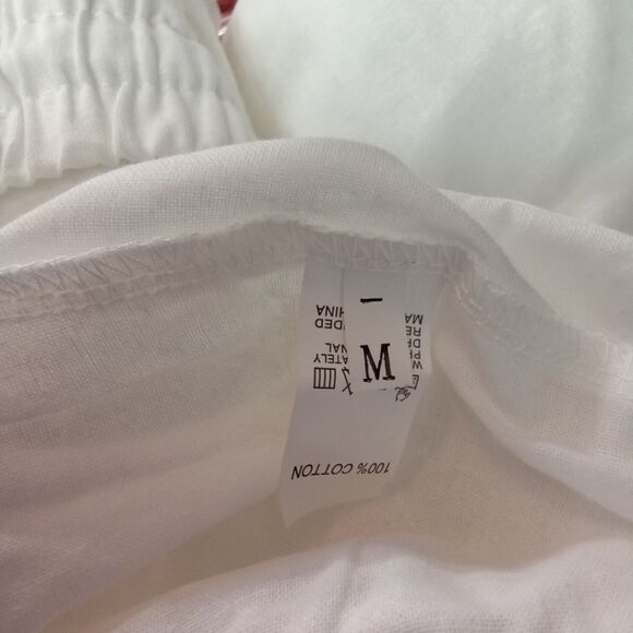 Unbranded Womens Medium Shorts White Pocket Electric Waistband Drawstring - Picture 5 of 6